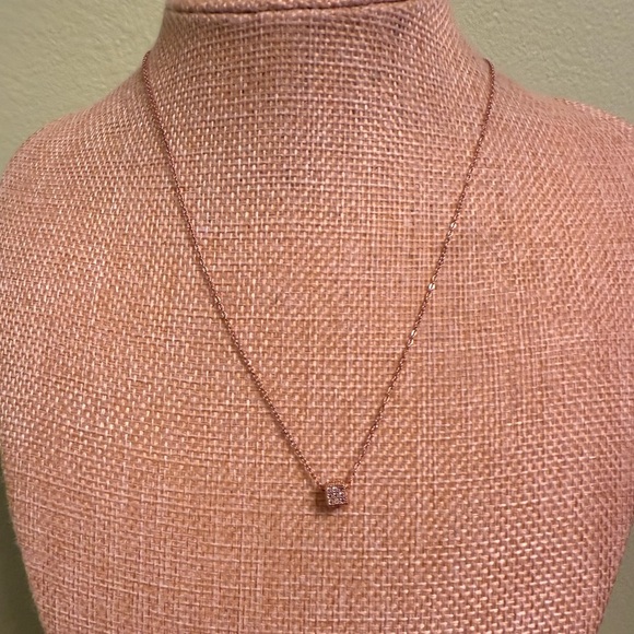 Dainty rose gold dice necklace with sparkly stones - Picture 2 of 6
